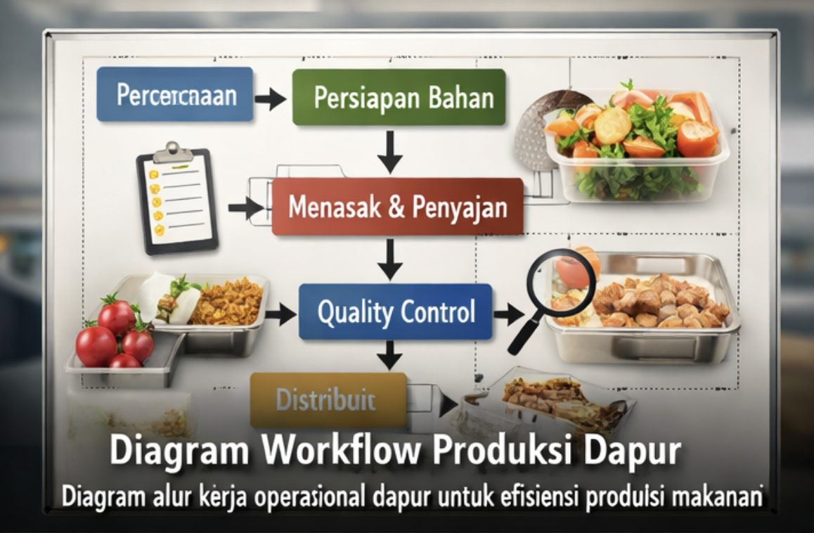 diagram alur kerja produksi makanan untuk efisiensi operasional dapur