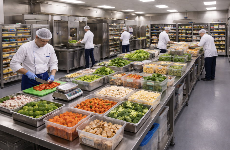 proses meal preparation dapur industri